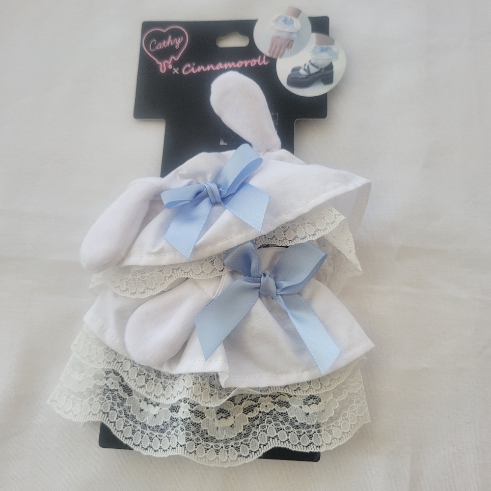 Cinnamoroll X Cathy Collaboration 2 Way White Cuffs Wrist Ankle Kawaii Cosplay